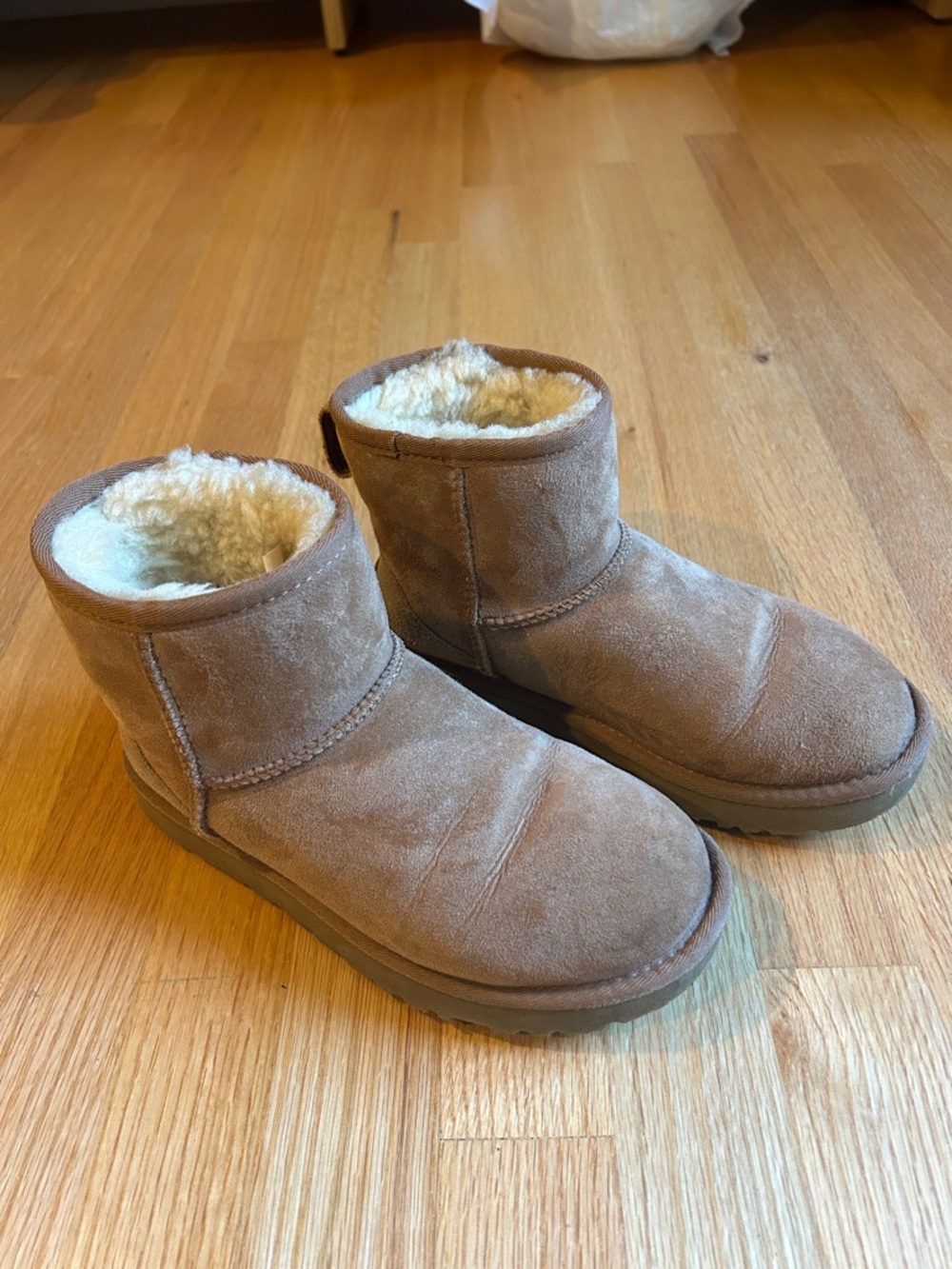 UGG Chestnut Suede Shearling-Lined Short Boots